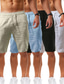 cheap Linen Shorts-Men&#039;s Shorts Linen Shorts Drawstring Plain Daily Streetwear Basic Light Khaki. Black