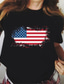 billige T-shirts til kvinde-Dame T-shirt Designer Varm Stempling Grafisk USA Stjerner og striber Design Nationalflag Kortærmet Rund hals Uafhængighedsdagen Trykt mønster Tøj Tøj Designer Basale Hvid Sort Grå
