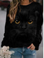 halpa Naisten T-paidat-Naisten College Aja sivuun Kissa 3D Eläin 3D Painettu Päivittäin Urheilu 3D-tulostus Aktiivinen Katutyyli Hupparit paidat Musta