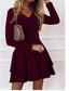 cheap Party Dresses-A-Line Cocktail Dresses Red Green Dress Wedding Guest Homecoming Short / Mini Long Sleeve V Neck Spandex with Pleats Pure Color  dress to impress 2025