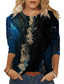 olcso Női pólók-női 3/4-es ujjú ing kerek nyakú póló, női grafikus pólók laza fazonú felső fekete