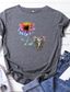 abordables Camisetas de mujer-Camiseta de manga corta con estampado de elefante girasol para mujer, camiseta con gráfico de rompecabezas tipo abeja, camiseta con gráfico de autismo