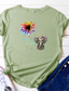 billige T-skjorter til kvinner-kvinners solsikke elefant trykk korte ermer topper bee kind puzzle grafisk tee skjorte være snill autisme t skjorte morsom bluse blå