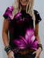 ieftine Tricouri Damă-Pentru femei Tricou Designer Tipărire 3D Floral Grafic Design Manșon scurt Rotund Zilnic Imprimeu Îmbrăcăminte Îmbrăcăminte Designer De Bază Trifoi Albastru piscină Roz Îmbujorat