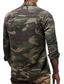 cheap Men&#039;s Casual Shirts-Men&#039;s Shirt Camo / Camouflage Plus Size Turndown Casual Daily Denim Long Sleeve Tops Denim Military Style Army Green