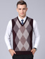 cheap Sweater Vests-Men&#039;s Sweater Vest Wool Sweater Knit Knitted Plaid V Neck Stylish Vintage Style Clothing Apparel Winter Fall Wine Light gray S M L