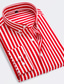 baratos Camisas masculinas de negócios-Homens Saia camisa de botão camisa de colarinho Preto Branco Vermelho Manga Longa Listrado Colarinho Casamento Trabalho Roupa