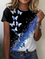 olcso Női pólók-Női Póló Dizájn 3D nyomtatás Grafika Pillangó csillogó Színes Csillogó Rövid ujjú Kerek Napi Nyomtatott Ruházat Ruhák Dizájn Alap Fekete Bíbor Sárga