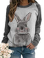 billiga T-shirt-kanintröja för kvinnor, blyg kanintryck tunn tröja tröja för påsk, kontor, utomhus, dagligt slitage-3xl grå