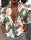 tanie Koszule hawajskie-Męskie Koszula Koszula hawajska Graficzny Hawajskie Aloha Liść palmowy Wzór Kołnierz czarny / biały Niebieski Zielony Nadruk Puszysta Ulica Codzienny Długi rękaw Druk 3D Przycisk w dół Odzież Moda
