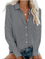 رخيصةأون بلوزات وقمصان للنساء-المرأة بلوزة قميص عادي كم طويل قميص طوق الأعمال الأساسية الأنيقة الأعلى