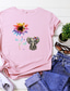 abordables Camisetas de mujer-Camiseta de manga corta con estampado de elefante girasol para mujer, camiseta con gráfico de rompecabezas tipo abeja, camiseta con gráfico de autismo