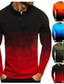 billiga långärmad polo-Herr POLO Shirt Golftröja Lutning Nedvikt Gata Ledigt Långärmad Normal Blast Ledigt Mjukt Andningsfunktion Svart / röd Svartvit Grön / svart