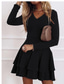 cheap Party Dresses-A-Line Cocktail Dresses Red Green Dress Wedding Guest Homecoming Short / Mini Long Sleeve V Neck Spandex with Pleats Pure Color  dress to impress 2025