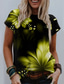 billige T-shirts til kvinde-Dame T-shirt Designer 3D-udskrivning Blomstret Grafisk Design Kortærmet Rund hals Daglig Trykt mønster Tøj Tøj Designer Basale Grøn Blå Lyserød