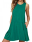 Χαμηλού Κόστους T-Shirt Φορέματα-Γυναικεία Κορίτσια Φόρεμα ριχτό Κρασί Πράσινο παραλλαγής Πράσινο του τριφυλλιού Μαύρο Βυσσινί Ανθισμένο Ροζ Ουρανί Μπλε Ρουά Ρουμπίνι Καφέ Αμάνικο Συμπαγές Χρώμα Τσέπη Καλοκαίρι Στρογγυλή Λαιμόκοψη