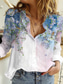 voordelige Damesblouses-Dames Bloemen Thema 3D Blouse Overhemd Bloemig 3D nappi Afdrukken Overhemdkraag Basic Casual Tops Wit Rood