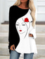 זול שמלות טי-שרט-בגדי ריקוד נשים שמלת שיפט שמלת מיני פול לבן שחור שרוול ארוך מופשט דפוס סתיו קיץ צווארון עגול יום יומי רגיל 2022 S M L XL XXL 3XL