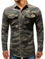 cheap Men&#039;s Casual Shirts-Men&#039;s Shirt Camo / Camouflage Plus Size Turndown Casual Daily Denim Long Sleeve Tops Denim Military Style Army Green