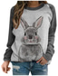 voordelige Dames T-shirts-konijnensweatshirt voor dames, verlegen konijntjesprint dunne sweatshirt pullover top voor pasen, kantoor, outdoor, dagelijkse slijtage-3xl grijs