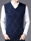 billige sweaterveste 1-Herre Sweater vest Uldtrøje Pullover trøje Strikke Strikket Ternet V-hals Stilfuld Vintage Stil Tøj Vinter Efterår Vin Lysegrå S M L