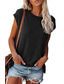 economico T-Shirt da donna-t-shirt girocollo manica corta da donna allentate magliette estive casual con taschino nero