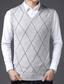 cheap Sweater Vests-Men&#039;s Sweater Vest Wool Sweater Pullover Sweater Jumper Knit Knitted Plaid V Neck Stylish Vintage Style Clothing Apparel Winter Fall Wine Light gray S M L
