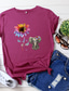 voordelige Dames T-shirts-vrouwen zonnebloem olifant print korte mouw tops bij soort puzzel grafisch t-shirt vriendelijk autisme t-shirt grappige blouse blauw