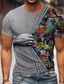 tanie T-shirty 3D męskie-Męskie Koszulki Podkoszulek Designerskie Lato Krótki rękaw Graficzny siła robocza Nadruk Półgolf Codzienny Święto Nadruk Odzież Odzież Designerskie Codzienny Duży i wysoki Zielony Niebieski Szary