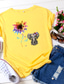 cheap Women&#039;s T-shirts-womens sunflower elephant print short sleeve tops bee kind puzzle graphic tee shirt be kind autism t shirt funny blouse blue