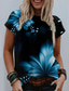 abordables Camisetas de mujer-Mujer Camiseta Design Impresión 3D Floral Graphic Diseño Manga Corta Escote Redondo Diario Estampado ropa Design Básico Verde Trébol Azul Piscina Rosa