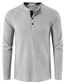 cheap Men&#039;s Henley Shirts-Men&#039;s T shirt Tee Henley Shirt Waffle Marroon Fashion Casual  Winter Long Sleeve Wine Blue Army Green Gray White Black Solid Color Turndown Casual Daily Button-Down Clothing Clothes  Fashion Casual