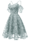 billiga Långa klänningar och gowns-A-linje Knälång Balklänningar Elegant Vintage Kortärmad V-hals Bröllopsgäst Gradering Spets med Spetsinlägg Mönster / tryck