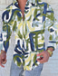 levne Pánské košile s potiskem-Pánské Košile Grafika Graffiti Klasický límeček Ležérní Denní Tisk Dlouhý rukáv Topy Designové Na běžné nošení Módní Rokové Trávová zelená Žlutá Modrobílá