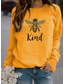 cheap Women&#039;s T-shirts-Women&#039;s bee kind T shirt Casual Hoodies Sweatshirts  Round neck yellow Round neck black Round neck red