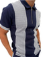 cheap Classic Polo-Men&#039;s Collar Polo Shirt Golf Shirt Fashion Casual Breathable Short Sleeve Navy Blue Black Plaid Striped Collar Outdoor Street Zipper Clothing Clothes Fashion Casual Breathable