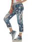cheap Women&#039;s Pants-Women&#039;s Punk &amp; Gothic Jeans Elastic Drawstring Design Print Full Length Pants Going out Micro-elastic Print Outdoor Mid Waist Blue Light Grey S M L XL XXL