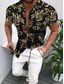 cheap Men&#039;s Printed Shirts-Men&#039;s Summer Hawaiian Shirt Shirt Aloha Tartan Letter Off Shoulder Casual Going out 3D Print Short Sleeve Tops Designer Beach Gold