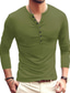 baratos camisas henley masculinas-Homens Camiseta Manga Longa Côr Sólida Colarinho Chinês Casual Diário Botão para baixo Roupas Leve Casual Clássico Vinho Verde Branco