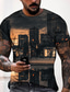 billige 3D-herreskjorter-Herre T-Shirts T-shirt Designer Sommer Kortærmet Grafisk Bylandskab Bygning Trykt mønster Rund hals Afslappet Daglig 3D-udskrivning Tøj Tøj Designer Afslappet Mode Grå