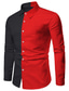זול חולצות מודפסות לגברים-חולצת גברים צבע בלוק צווארון רחוב קז&#039;ואל חולצות עם שרוולים ארוכים מכופתרות אופנה קז&#039;ואל נושם נוח שחור/אדום/ספורט