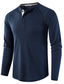 baratos camisas henley masculinas-camisa masculina de manga comprida com botões de cor simples e básica formal sólida camiseta sólida