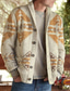 ieftine pulover cardigan pentru bărbați-Bărbați Pulover Bluza Tricotat Tricotat Abstract În V Stilat Stil Vintage Purtare Zilnică Îmbrăcăminte Toamnă Iarnă Kaki Gri M L XL / Manșon Lung
