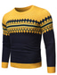 billige sweater til mænd-Herre Bluse bluse Jumper Strikke Strikket Geometrisk Rund hals Stilfuld Afslappet / Hverdag Efterår Vinter Grå Gul XXS XS S / Langærmet