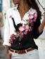 cheap Women&#039;s T-shirts-Women&#039;s Floral Theme Butterfly Blouse Shirt Floral Cat Color Block Button Print Shirt Collar Casual Streetwear Tops Black