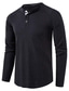 cheap Men&#039;s Henley Shirts-Men&#039;s T shirt Tee Henley Shirt Waffle Marroon Fashion Casual  Winter Long Sleeve Wine Blue Army Green Gray White Black Solid Color Turndown Casual Daily Button-Down Clothing Clothes  Fashion Casual