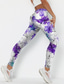 cheap Leggings-Women&#039;s Leggings Sporty Elastic Waist Print Fashion Sports Leisure Sports Weekend Stretchy Comfort Plants Flower / Floral Mid Waist 3D Print Green Blue Purple S M L