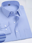זול חולצות שמלה-שמלת גברים חולצת פסים צווארון מרובע ורוד בהיר שחור/לבן כחול פוקסיה כחול רויאל פלוס מידה חתונה עבודה ביגוד שרוולים ארוכים ביגוד עסקי צבע בלוק אלגנטי רשמי