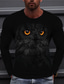 cheap Men&#039;s 3D T-shirts-Men&#039;s T shirt Tee Shirt Tee Designer 1950s Casual Long Sleeve Black Graphic Prints Owl Print Crew Neck Daily Holiday Print Clothing Clothes Designer 1950s Casual