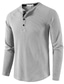 Χαμηλού Κόστους ανδρικά πουκάμισα henley-ανδρικό χρώμα με κουμπιά και μακρύ μανίκι casual κορυφές απλό βασικό επίσημο μπλουζάκι μόδας στερεό